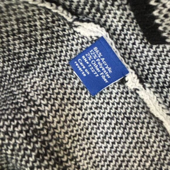 APT 9 Black Cream Buffalo Plaid Open Front Casual Cozy Comfy Cardigan Sweater L - Picture 7 of 8